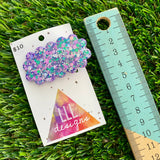 Handmade Resin Hair Clip - Purple Multi Glitter Puffy Cloud Hair Clip!