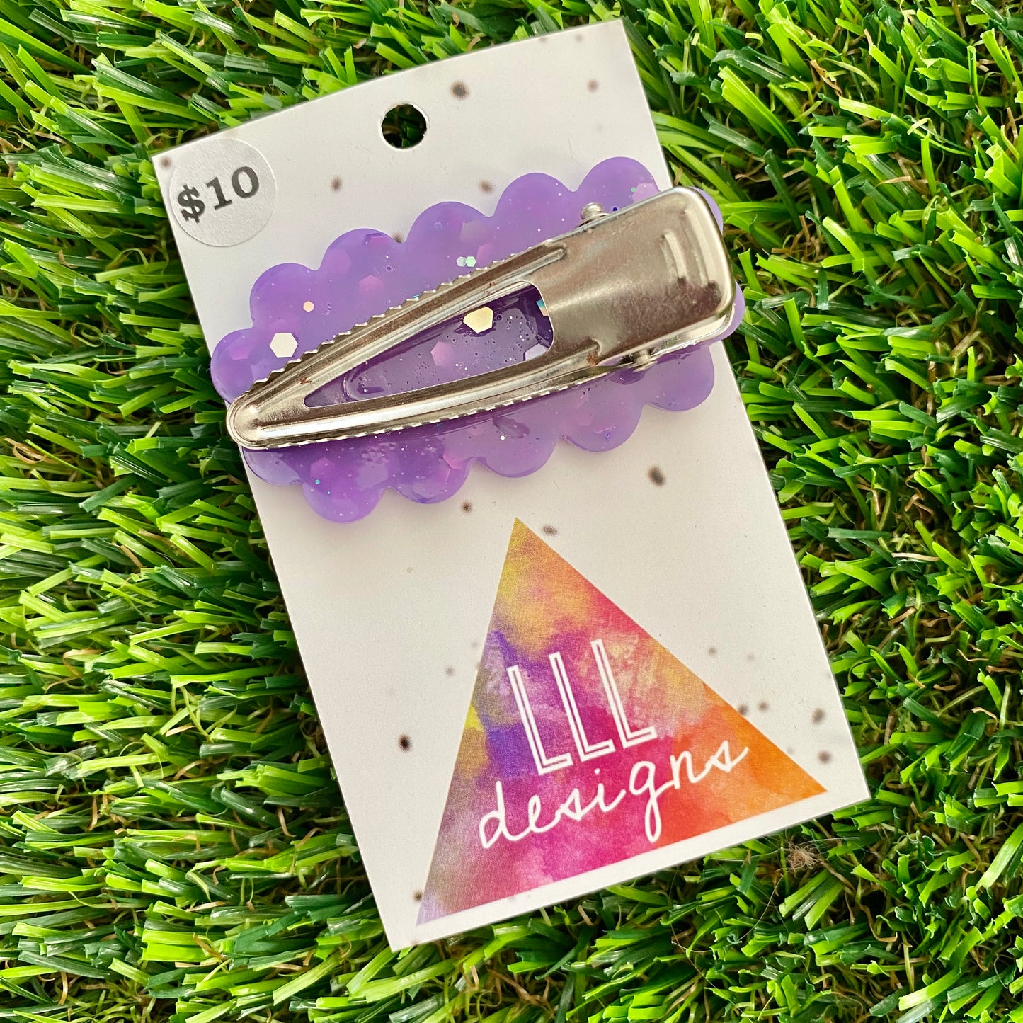 Handmade Resin Hair Clip - Purple Multi Glitter Puffy Cloud Hair Clip!