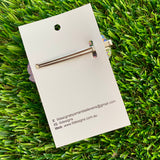 Handmade Resin Hair Clip - Yellow/Green Blue Lavender Glitter Nebula Hair Clip Featuring Lavender Glow In Dark Bow!