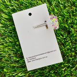 Handmade Resin Hair Clip - Yellow, Pink, Violet Glitter Puddle Hair Clip Featuring Lavender Glow In Dark Bow!