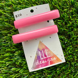 Handmade Resin Hair Clip - Pale Pink Squared Edge Bar Hair Clip Pair!
