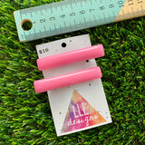 Handmade Resin Hair Clip - Pale Pink Squared Edge Bar Hair Clip Pair!