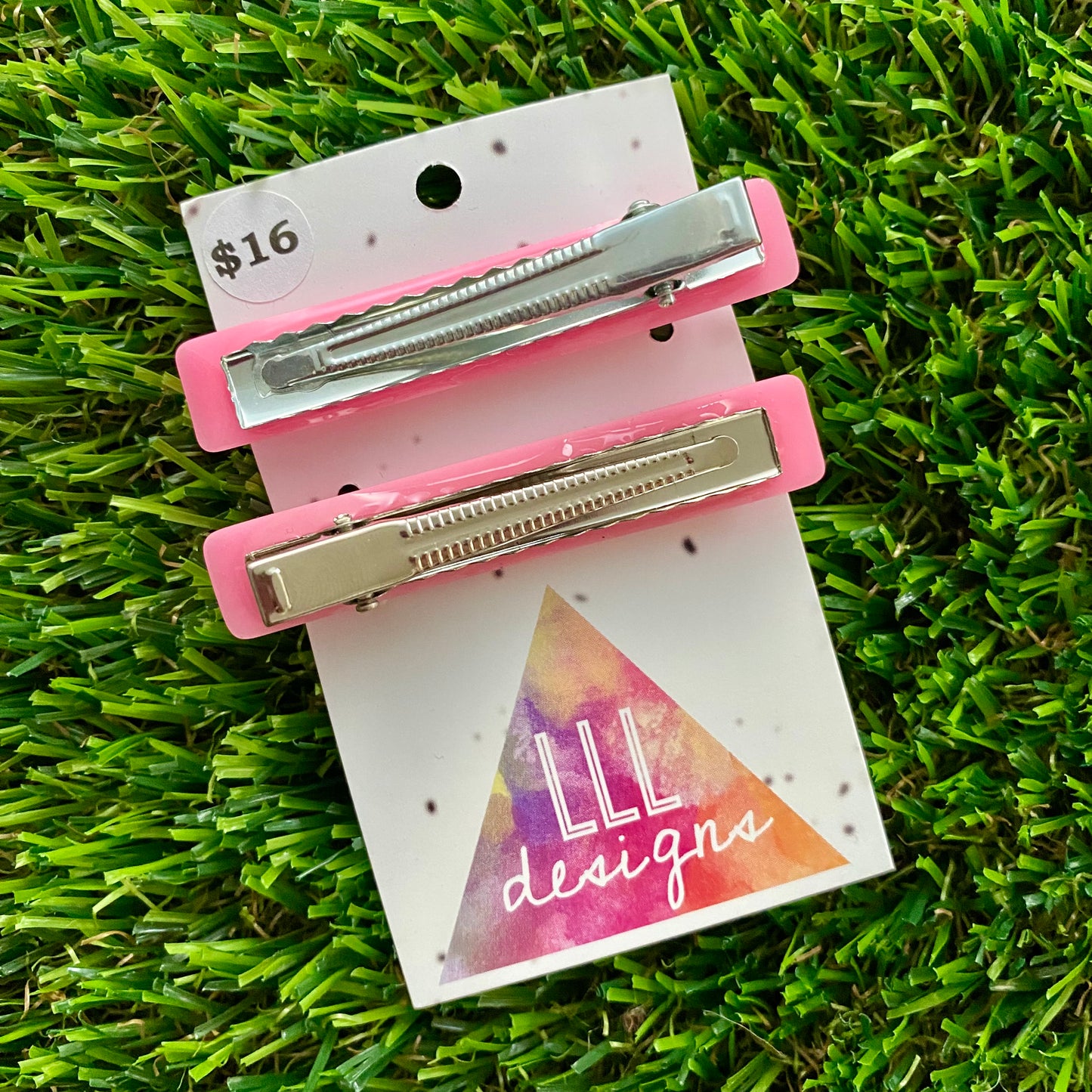 Handmade Resin Hair Clip - Pale Pink Squared Edge Bar Hair Clip Pair!