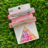 Handmade Resin Hair Clip - Pale Pink Squared Edge Bar Hair Clip Pair!