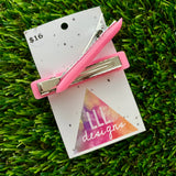 Handmade Resin Hair Clip - Pale Pink Squared Edge Bar Hair Clip Pair!