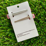 Handmade Resin Hair Clip - Pale Pink Squared Edge Bar Hair Clip Pair!