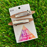 Handmade Resin Hair Clip - Glitter Gold Rounded Edge Bar Hair Clip Pair!