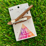 Handmade Resin Hair Clip - Glitter Gold Rounded Edge Bar Hair Clip Pair!