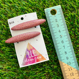 Handmade Resin Hair Clip - Glitter Dusty Pink Rounded Edge Bar Hair Clip Pair!