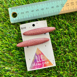 Handmade Resin Hair Clip - Glitter Dusty Pink Rounded Edge Bar Hair Clip Pair!