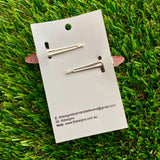 Handmade Resin Hair Clip - Glitter Dusty Pink Rounded Edge Bar Hair Clip Pair!