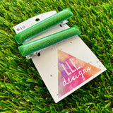 Handmade Resin Hair Clip - Glitter Green Squared Edge Bar Hair Clip Pair!