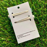 Handmade Resin Hair Clip - Glitter Green Squared Edge Bar Hair Clip Pair!