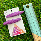 Handmade Resin Hair Clip - Glitter Purple Rounded Edge Bar Hair Clip Pair!