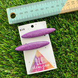 Handmade Resin Hair Clip - Glitter Purple Rounded Edge Bar Hair Clip Pair!