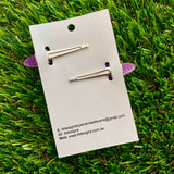 Handmade Resin Hair Clip - Glitter Purple Rounded Edge Bar Hair Clip Pair!