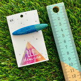 Handmade Resin Hair Clip - Glitter Two Tone Blue Rounded Edge Bar Hair Clip!