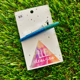 Handmade Resin Hair Clip - Glitter Two Tone Blue Rounded Edge Bar Hair Clip!