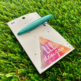 Handmade Resin Hair Clip - Glitter Teal Rounded Edge Bar Hair Clip!