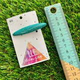 Handmade Resin Hair Clip - Glitter Teal Rounded Edge Bar Hair Clip!