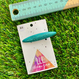 Handmade Resin Hair Clip - Glitter Teal Rounded Edge Bar Hair Clip!