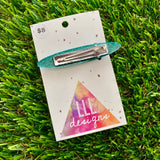 Handmade Resin Hair Clip - Glitter Teal Rounded Edge Bar Hair Clip!