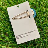 Handmade Resin Hair Clip - Glitter Two Tone Blue Hair Clip Featuring a Glitter Silver Bow!