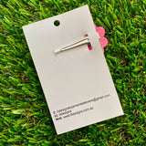 Handmade Resin Hair Clip - Neon Glitter Pink Puffy Cloud Hair Clip Featuring a Pink Bow!