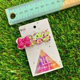 Handmade Resin Hair Clip - Yellow, Pink, Violet Glitter Bubble Hair Clip Featuring a Pink Bow!