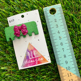 Handmade Resin Hair Clip - Glitter Green Comb Hair Clip Featuring a Pink Bow!