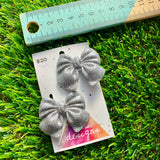 Handmade Resin Hair Clip - Glitter Silver - Large Chunky Bow Hair Clip Pair!