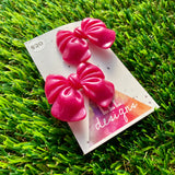 Handmade Resin Hair Clip - Regular Pink Large Chunky Bow Hair Clip Pair!