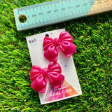 Handmade Resin Hair Clip - Regular Pink Large Chunky Bow Hair Clip Pair!
