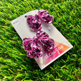 Handmade Resin Hair Clip - Pink and Black Confetti - Large Chunky Bow Hair Clip Pair!