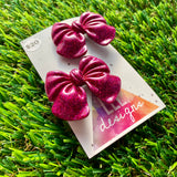 Handmade Resin Hair Clip - Glitter Deep Pink - Large Chunky Bow Hair Clip Pair!