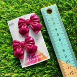 Handmade Resin Hair Clip - Glitter Deep Pink - Large Chunky Bow Hair Clip Pair!