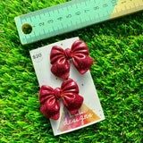 Handmade Resin Hair Clip - Glitter Deep Pink - Large Chunky Bow Hair Clip Pair!