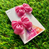 Handmade Resin Hair Clip - Pale Pink - Large Chunky Bow Hair Clip Pair!