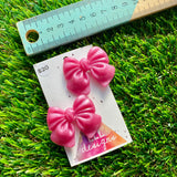 Handmade Resin Hair Clip - Pale Pink - Large Chunky Bow Hair Clip Pair!