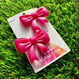Handmade Resin Hair Clip - Regular Pink - Large Regular Bow Hair Clip Pair!