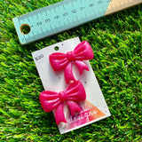 Handmade Resin Hair Clip - Regular Pink - Large Regular Bow Hair Clip Pair!