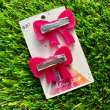 Handmade Resin Hair Clip - Regular Pink - Large Regular Bow Hair Clip Pair!