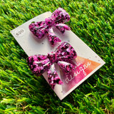 Handmade Resin Hair Clip - Pink and Black Confetti - Large Regular Bow Hair Clip Pair!