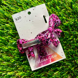 Handmade Resin Hair Clip - Pink and Black Confetti - Large Regular Bow Hair Clip Pair!