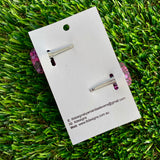 Handmade Resin Hair Clip - Pink and Black Confetti - Large Regular Bow Hair Clip Pair!