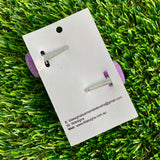 Handmade Resin Hair Clip - Glow In Dark Lavender Glitter - Large Regular Bow Hair Clip Pair!