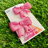 Handmade Resin Hair Clip - Pale Pink - Large Regular Bow Hair Clip Pair!
