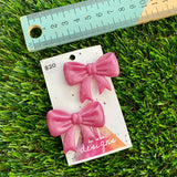 Handmade Resin Hair Clip - Pale Pink - Large Regular Bow Hair Clip Pair!
