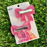 Handmade Resin Hair Clip - Pale Pink - Large Regular Bow Hair Clip Pair!