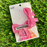 Handmade Resin Hair Clip - Pale Pink - Large Regular Bow Hair Clip Pair!